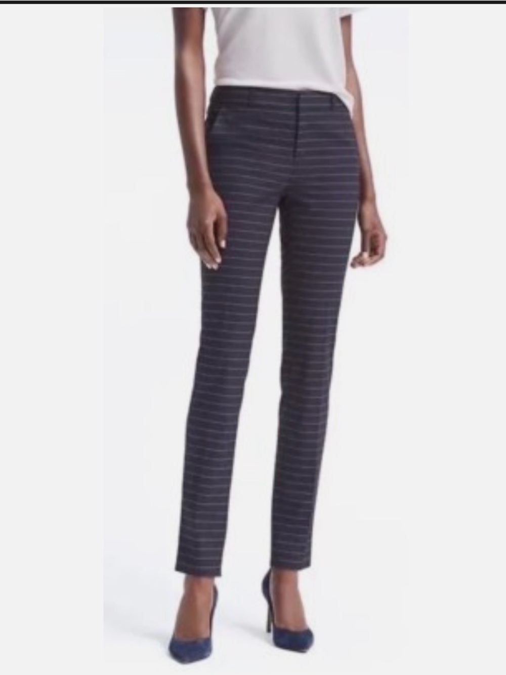 NWT, Banana Republic Lightweight Slim Fit Navy and White Stripe Pants, Size 8R
